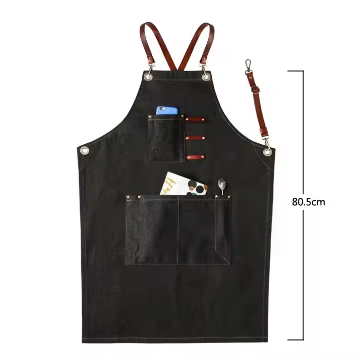 Personalized Logo Cooking Apron Chef Work Barber Hotel Cafe Adjustable Canvas Cooking Apron for Bar Restaurant