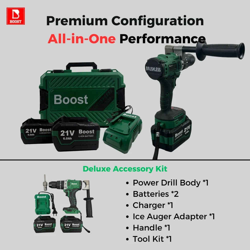 Boost Powerful Lightweight Ice Drill Brushless Electric Ice Auger