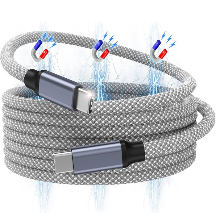 Магнитный кабель USB-C с катушкой для быстрой зарядки