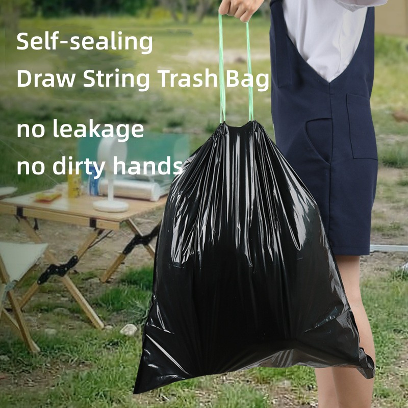 Drawstring Trash Bag Garbage Bag, Tall Kitchen Draw String Garbage Bag, 13 Gallon (60*70cm) , Unscented, 15PCS/Roll