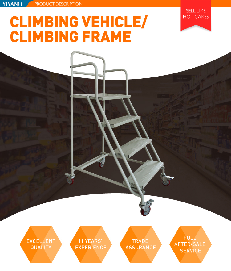 Warehouse Climbing Ladder Platform Cart - EU Certified Steel Construction
