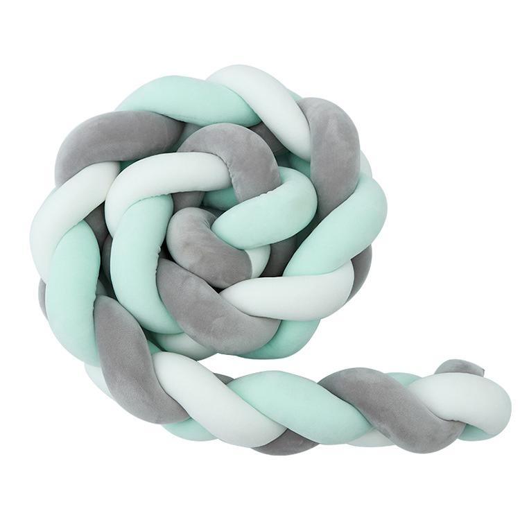 Multi Colors Safe Protection for Baby Bed 3 Stripes Braided Crib Bumper