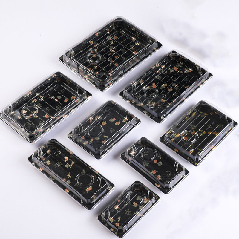 Portable Golden Food Grade Disposable Plastic Tray for Sushi Serving