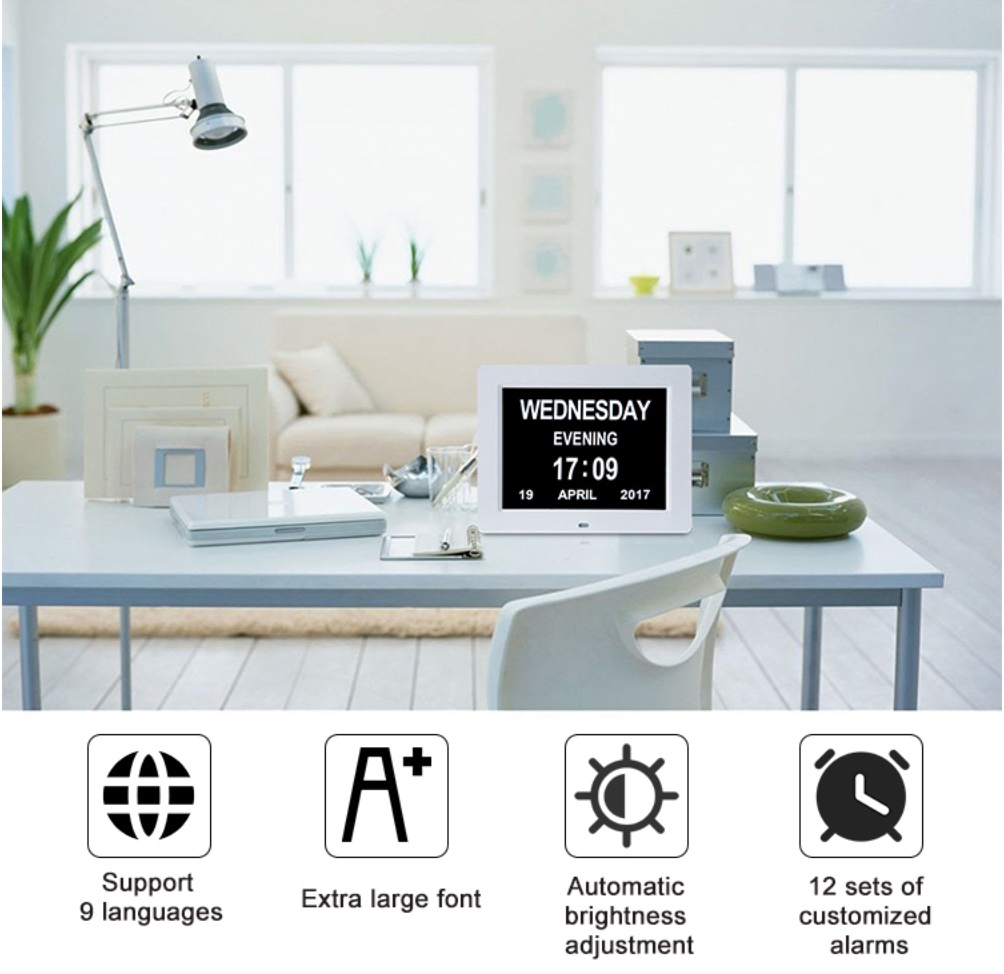 Hot Sales Digital Calendar, Alarm Clock, 7 Inch Display Wall Clock