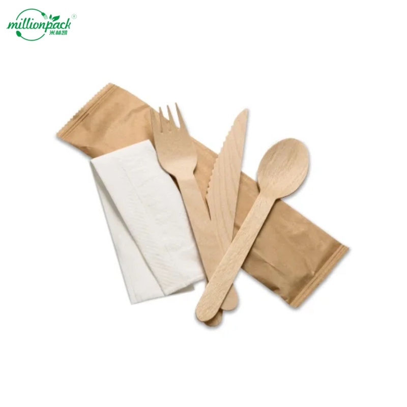 Sustainable Wood Cutlery Trio for Zero Waste Lifestyle and Home Use