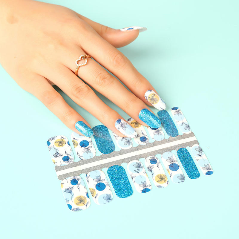 Nail Art Manufacturer Colorful Flower Art Finger Nail Wraps