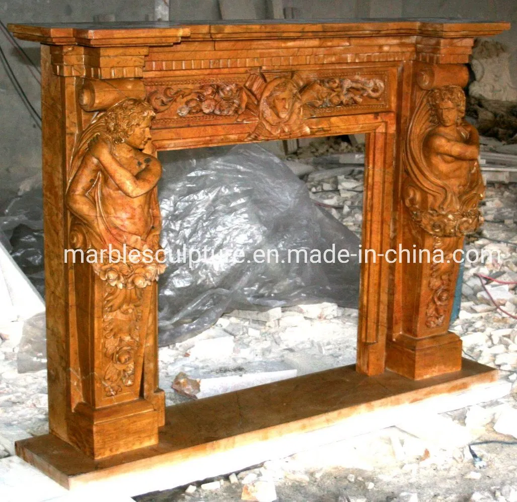 Natural Stone Mantel Sculpture Figure Statue Classic Home Decoration Marble Fireplace (SYMF-028)