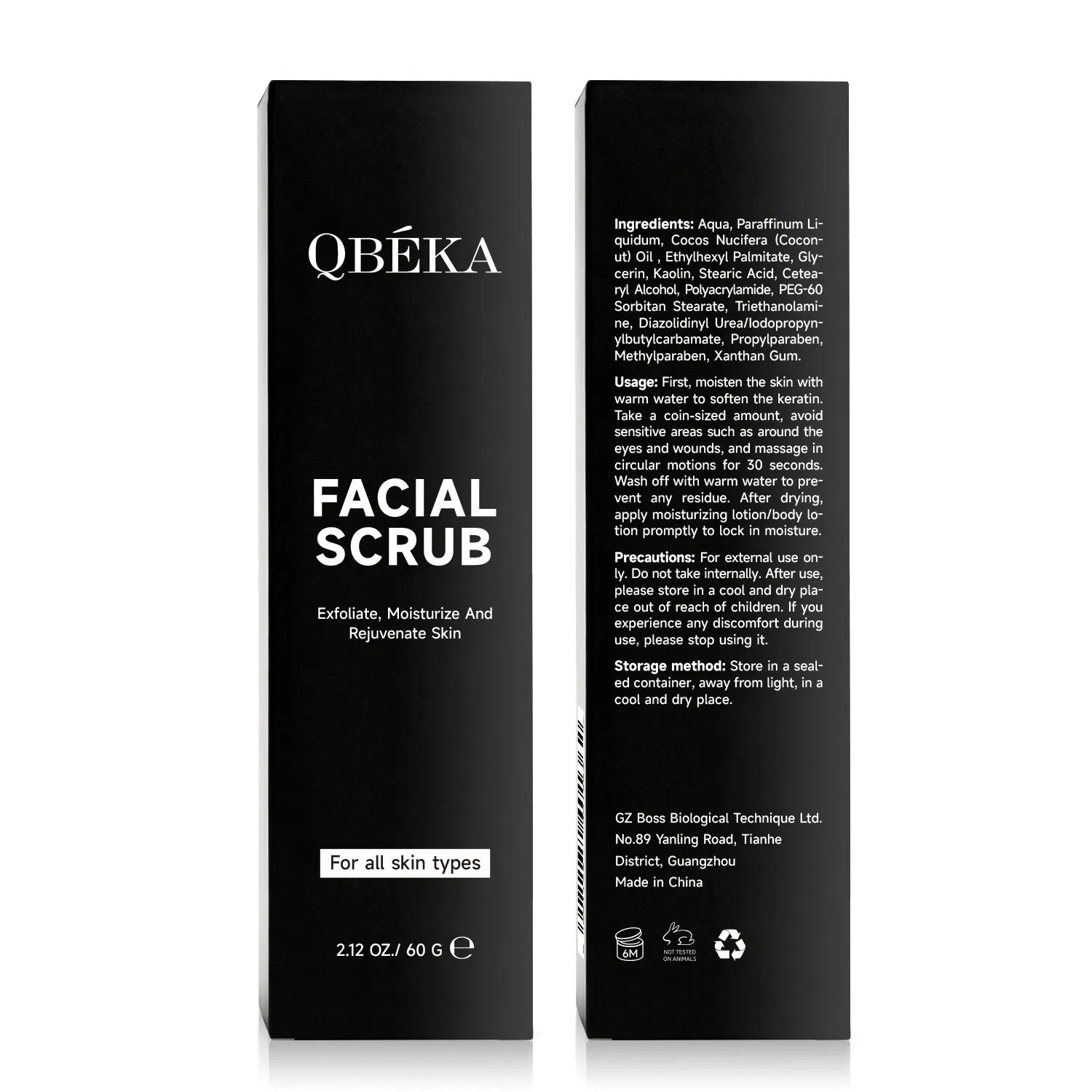Qbeka Exfoliating Face Scrub for Men - Deep Clean Pore Minimizer & Blackhead Remover