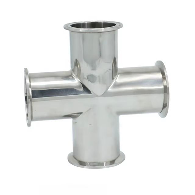 ANSI316 1.5" Sanitary Steel Pipe Connector Stainless Steel Sanitary Pipe Fitting Clamp Cross
