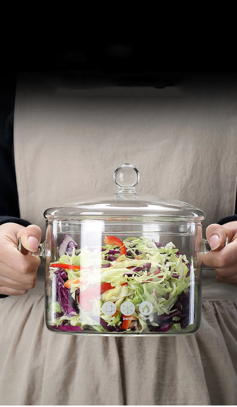 Large Size High Borosilicate Cooking Pot Fire Safe Pyrex Glass Soup Noodle Pot