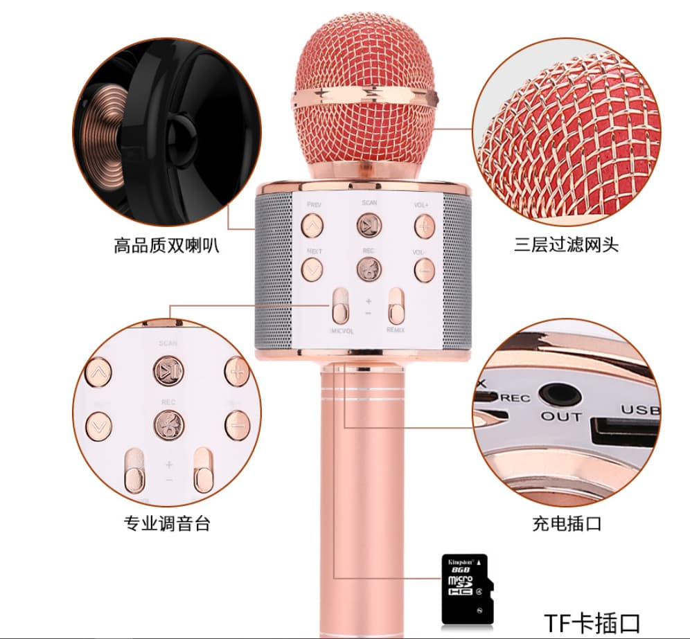 USB Wireless Karaoke Speaker Kid Microphone with Extremely High Sound Sensitivity