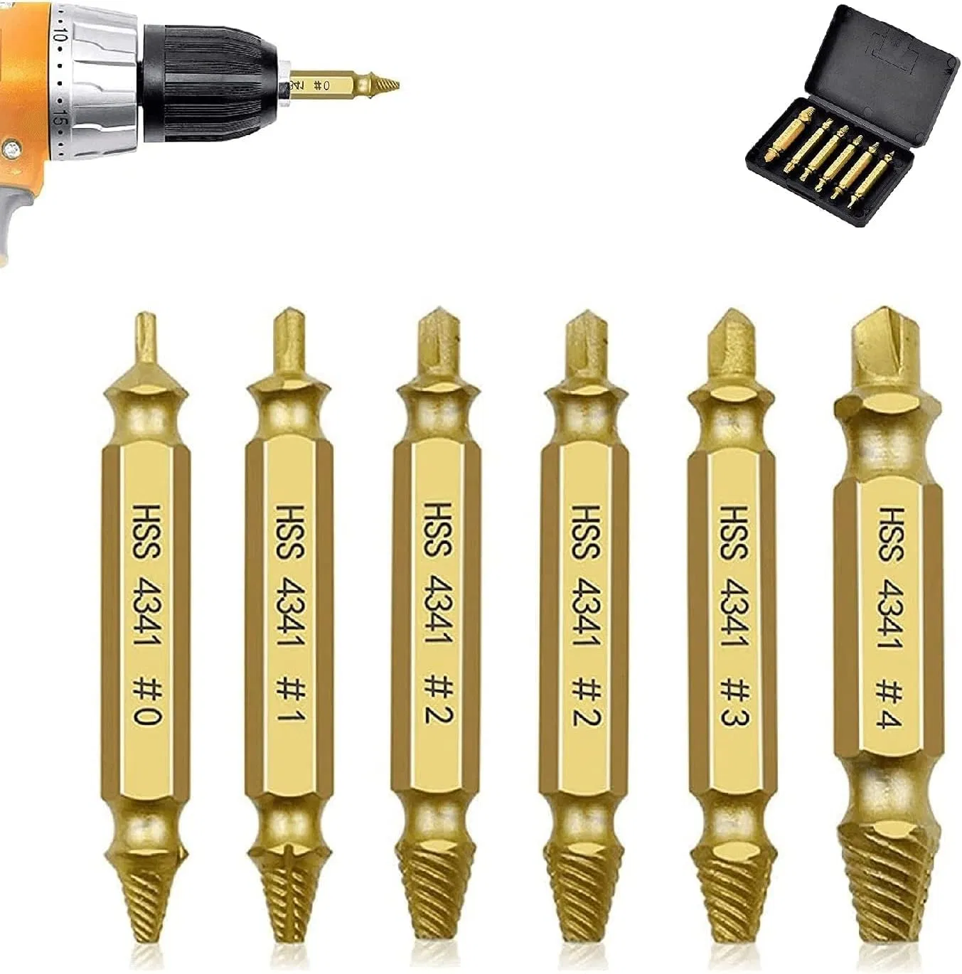 4341 Damaged Screw Extractor Set Remover for Stripped Head Screws Nuts & Bolts Drill Bit Tools for Easy Broken Screw Removal Set