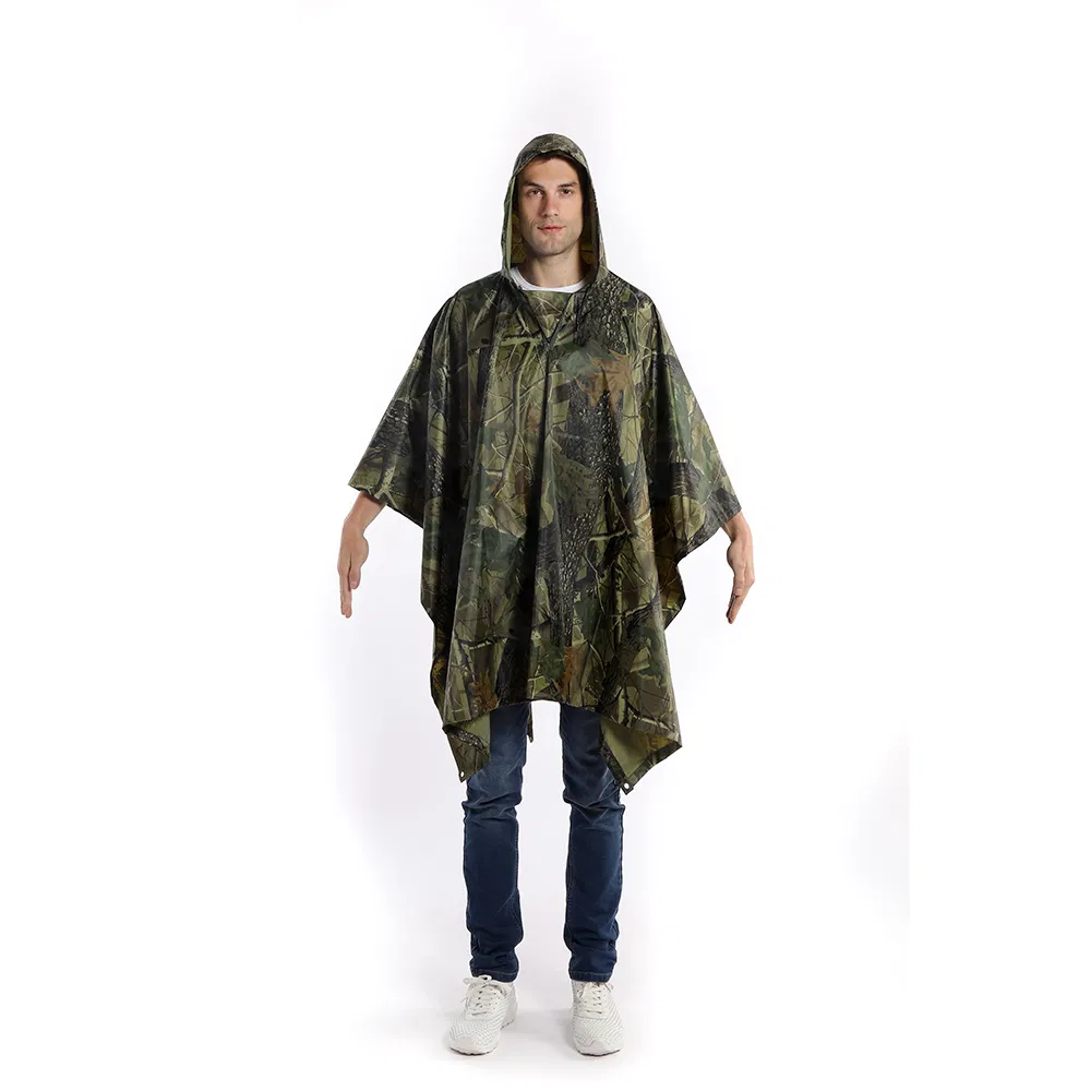 Fast Delivery Rain Poncoh Digital Camouflage Rain Poncho Camo Raincoat Long Size