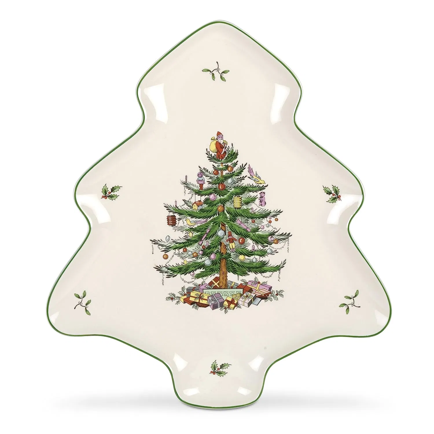 Christmas Tree Shaped Ceramic Divided Snack Tray Appetizer Plate Dessert Plates for Party