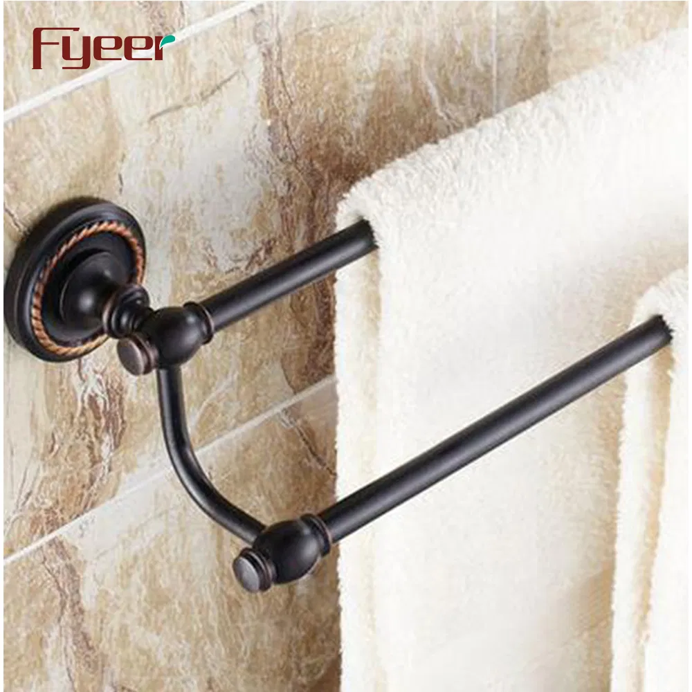 Двойной полотенцедержатель Fyeer Black Series, латунь