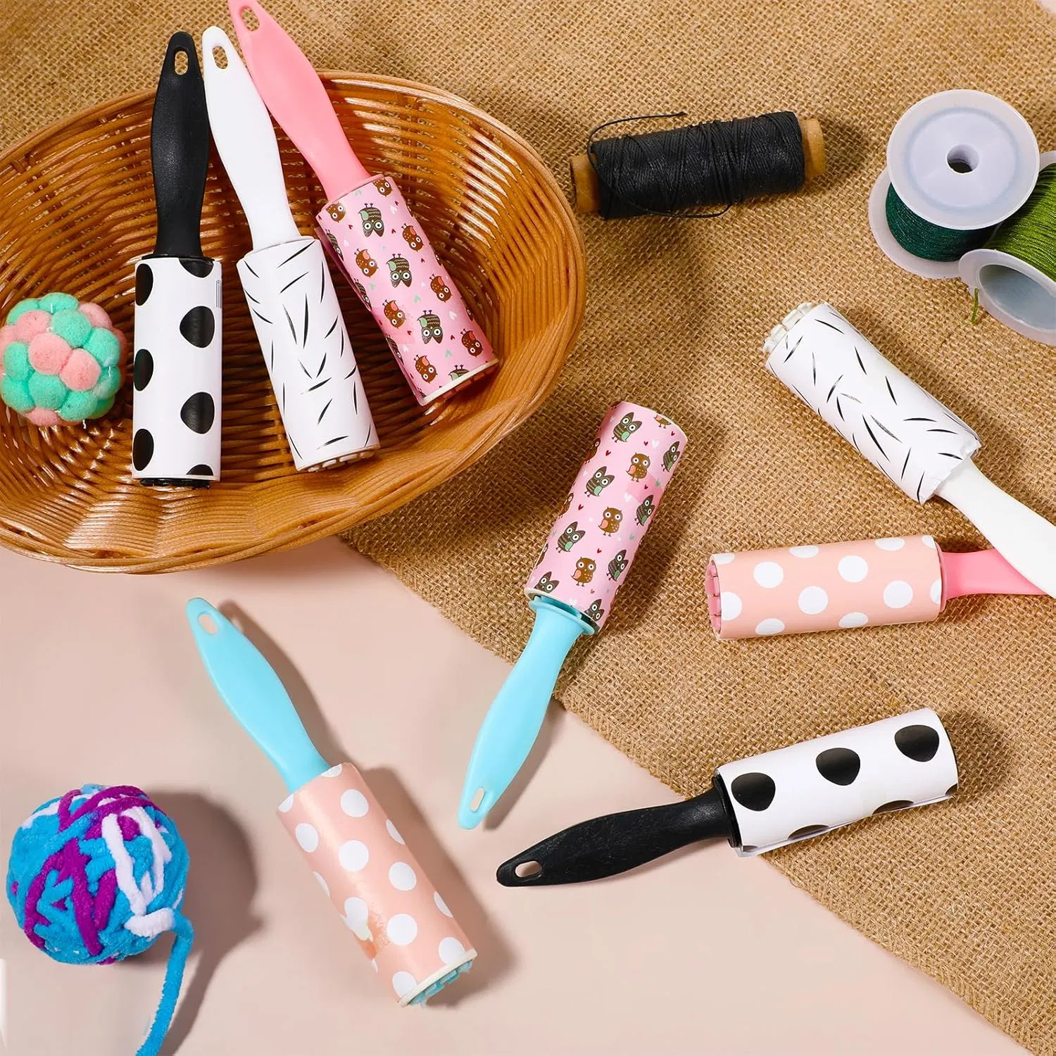 Custom Logo Spiral Cutting Pet Hair Remover Clothes 60/50/40/30/20 Sheets Made Paper Plastic Sticky Manual Lint Roller Dust