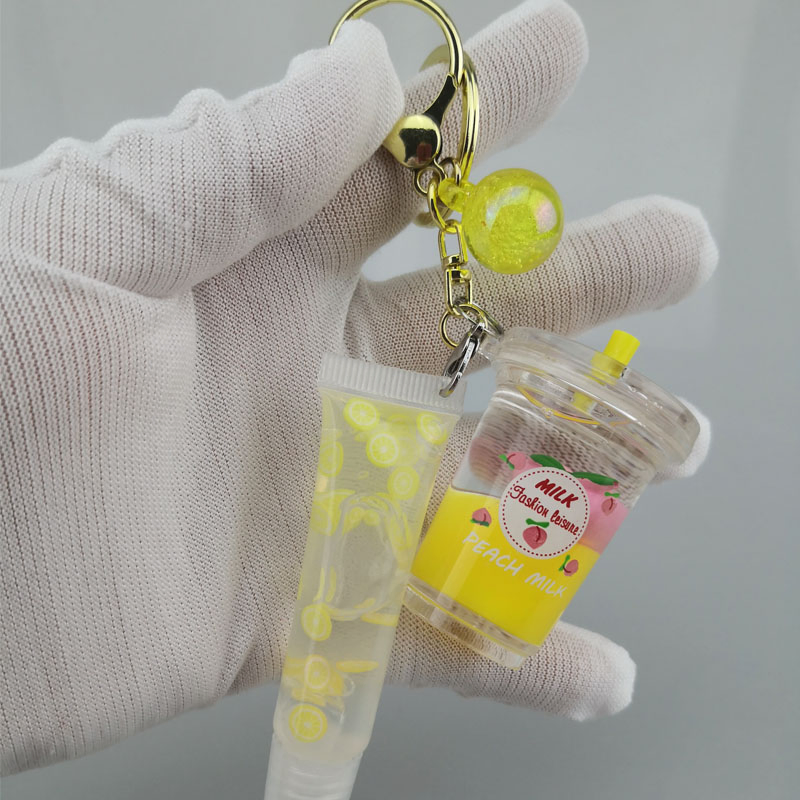 OEM Keychain Lip Gloss Moisturizing Fruit Lemon Clear 5g