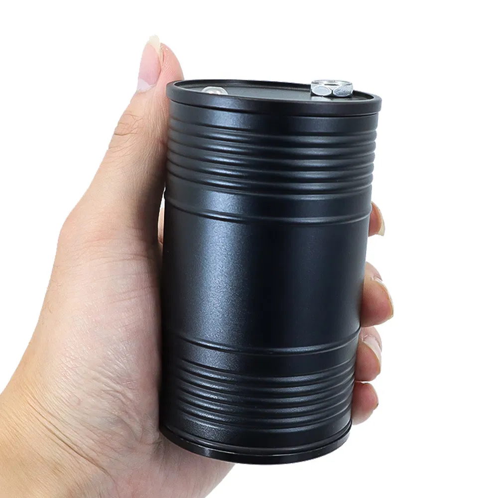 Metal Car Ashtray with Lid, Portable Smoking Accessory Aluminum Alloy Oil Drum Ashtray