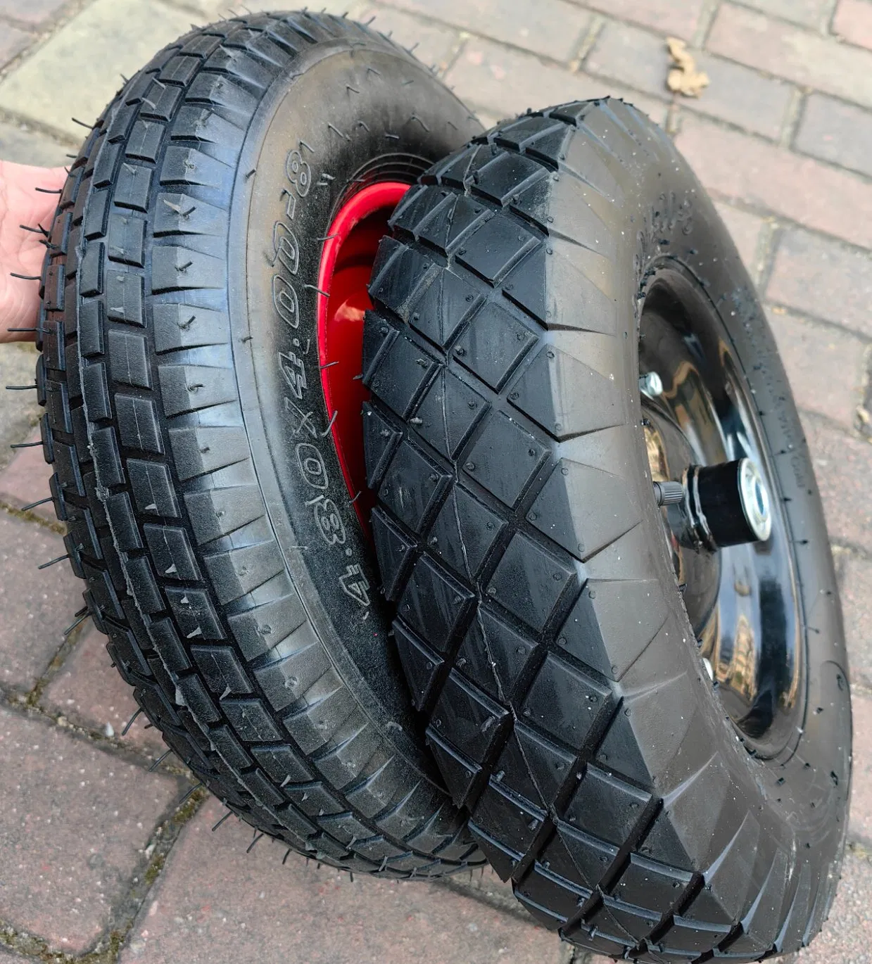4.80/4.00-8 Rubber Tire and Wheels for Wheelbarrow Pneumatic Wheel and Yard Cart Garden Wagon