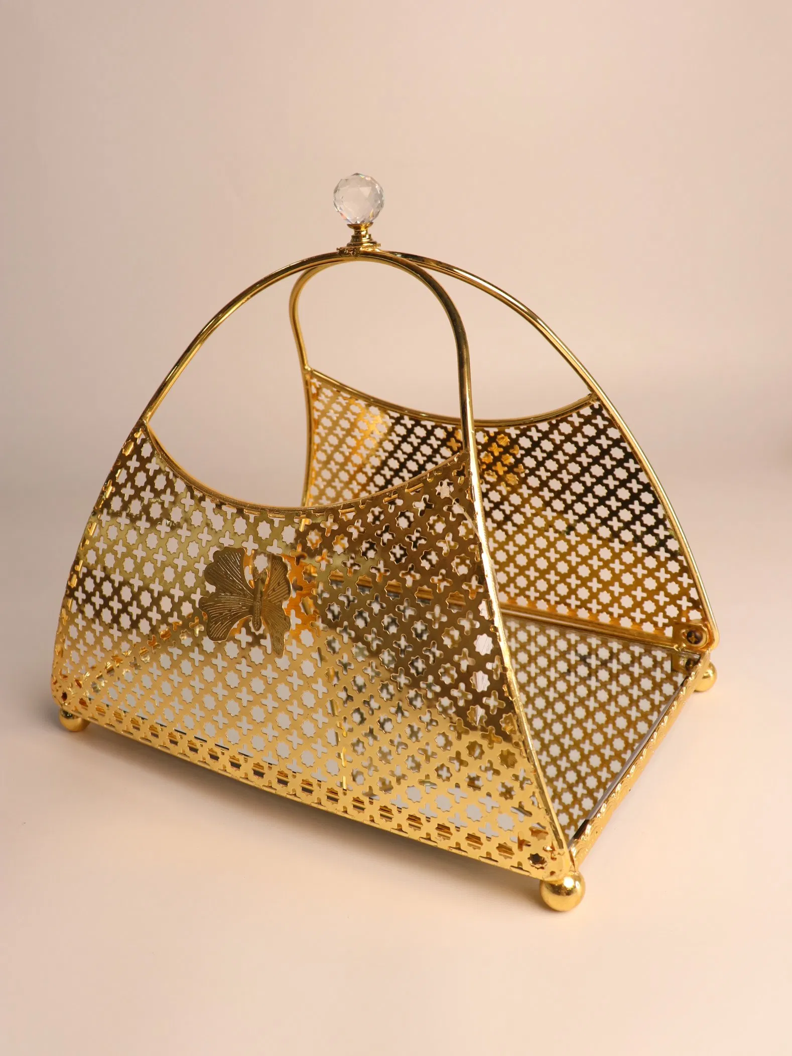 High End Modern Dining Table Decoration with Gold-Plated Iron Fruit Baskets