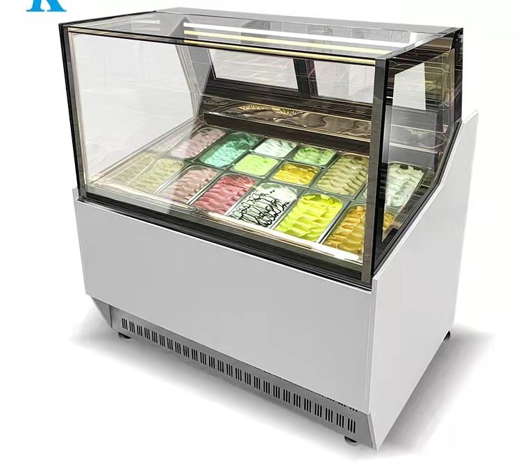 12 Pans Commercial Gelato Showcase Ice Cream Display Freezer