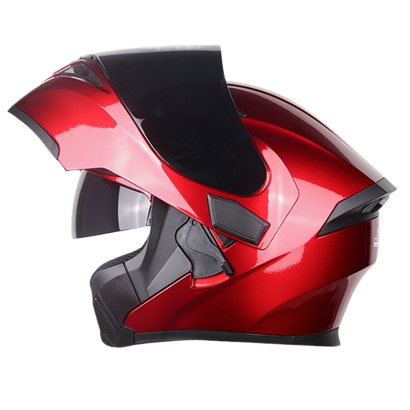 JK902 Red Flip-up Motorcycle Helmet ABS