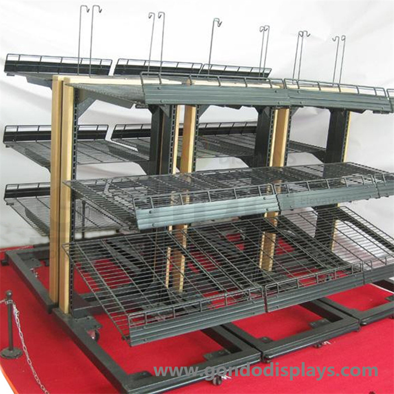 Wholesale 12" Supermarket Gondola Display Equipment Wood Bread Food Metal Display Rack