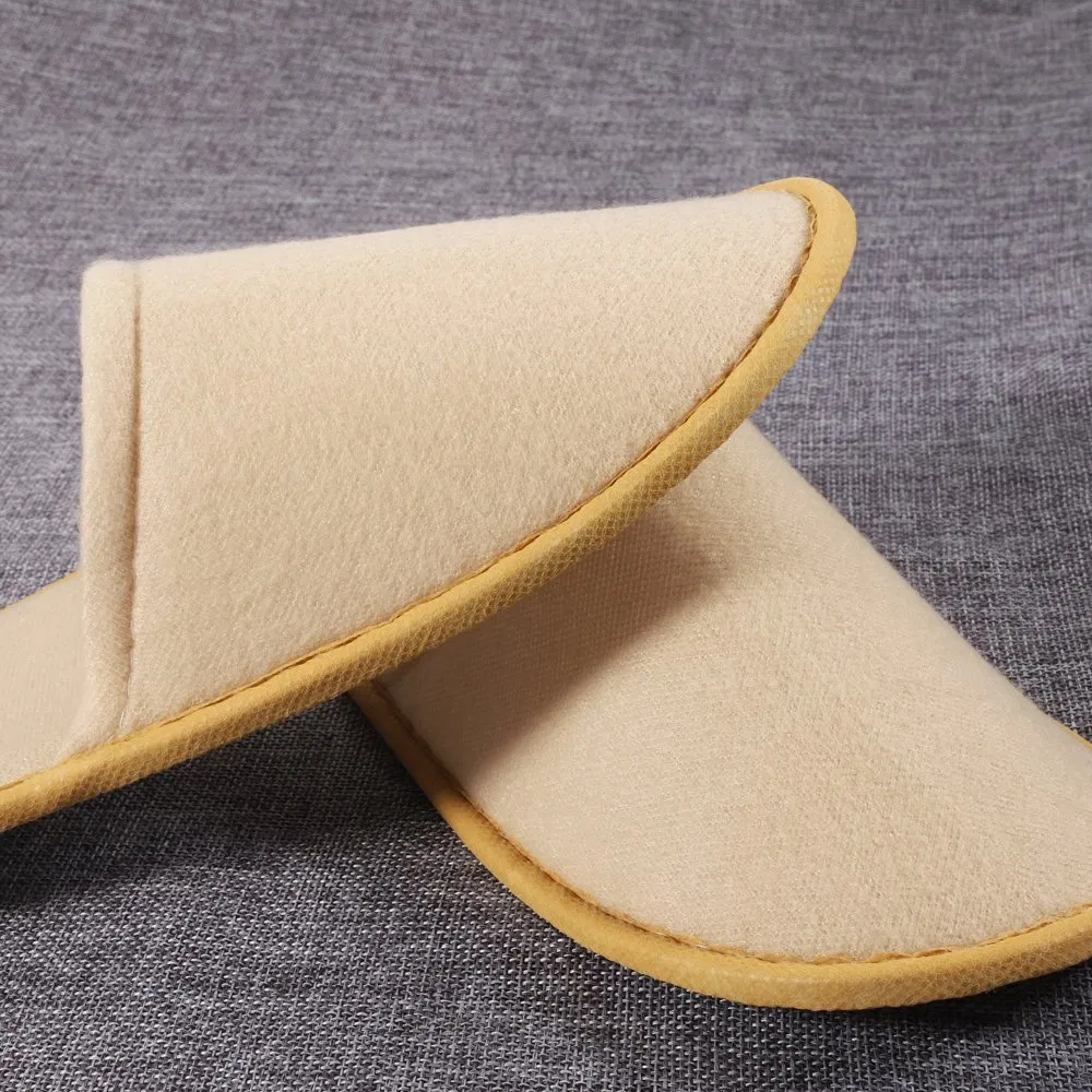 Yellow Napped Fabric Slipper with Anti Slip Sole