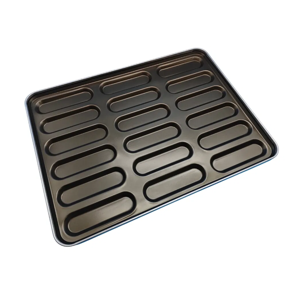 600X800mm Cup Size 230X70mm Band in Rim Aluminised Steel Hot Dog Tray