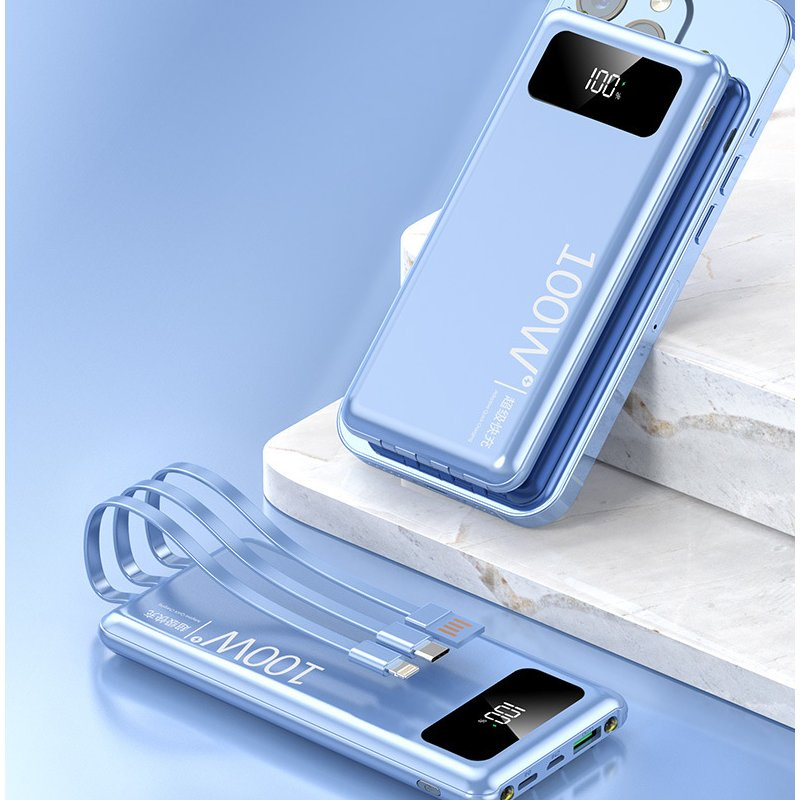 100W Super Fast Charging 20000mAh Power Bank with Built-in Cable