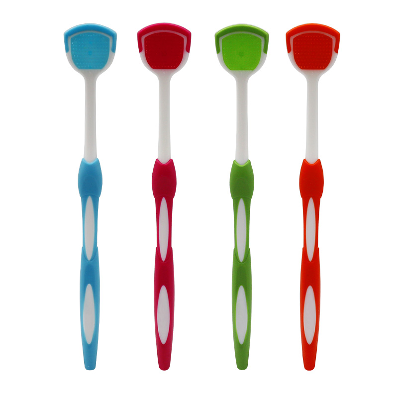 Advanced Curved Tongue Scraper Brush with Gentle Nano Bristles