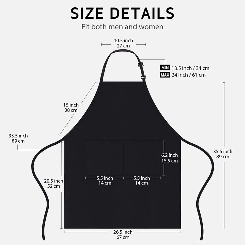 Adjustable Bib Apron Thicker Waterdrop Resistant with 2 Pockets Cooking Kitchen Aprons for Chef