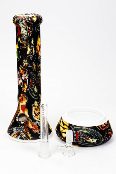 12" Graphic Detachable Silicone Water Sweet Puff Pipe Glass Water Pipe Lighter