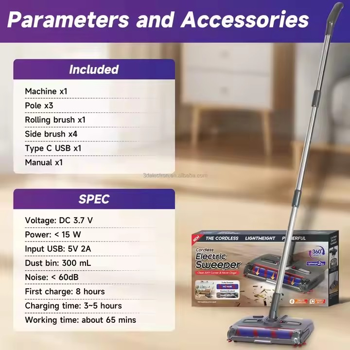 Automatic Smart Spin Broom Floor Sweeping Brush Broom Duster Sweeper