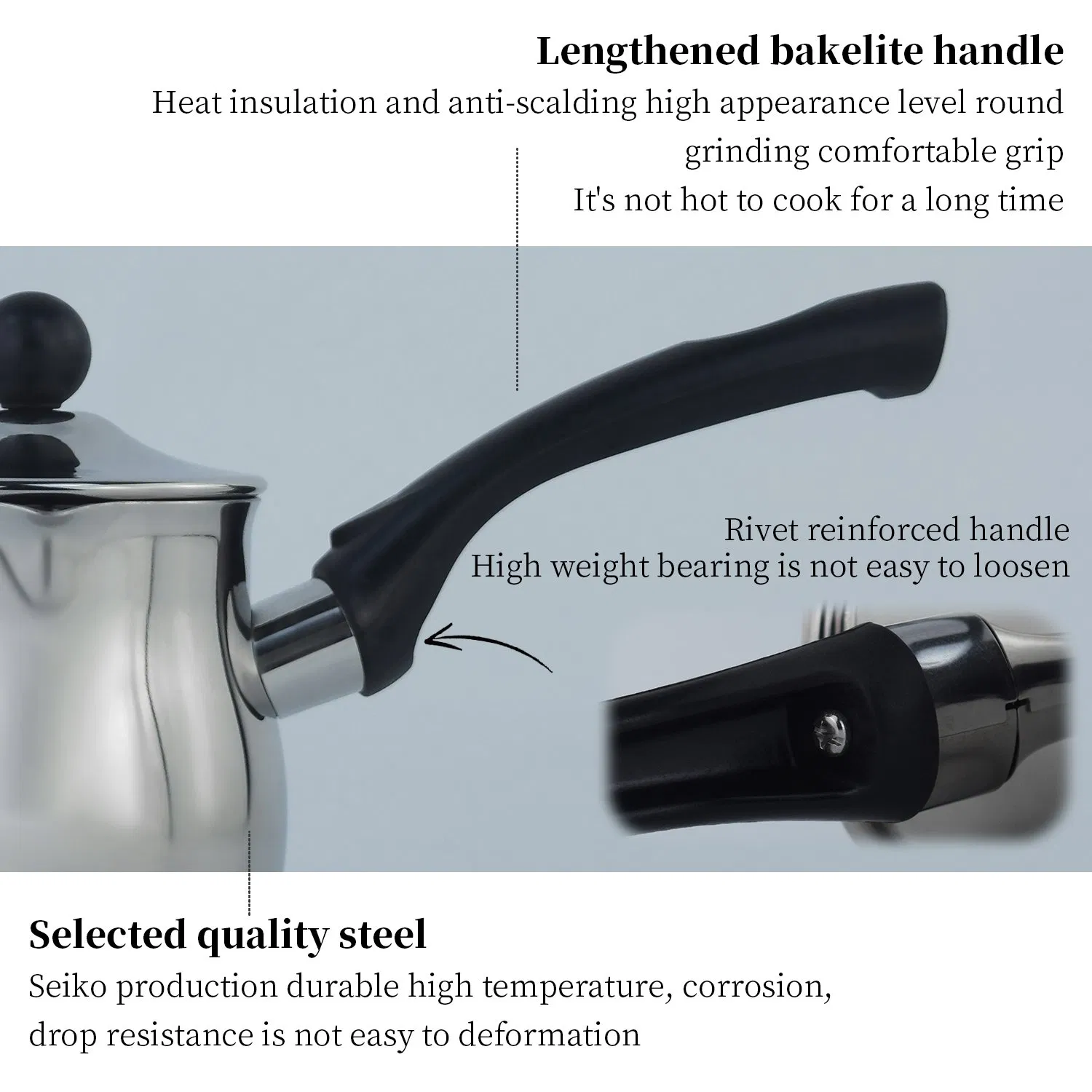 Mirror Light Bakelite Handle Big Belly Coffee Mug Pot