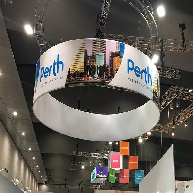 Aluminum Tube Dye Sublimation Tension Fabric Banner Tradeshow Hanging Signs Square Ceiling Banners