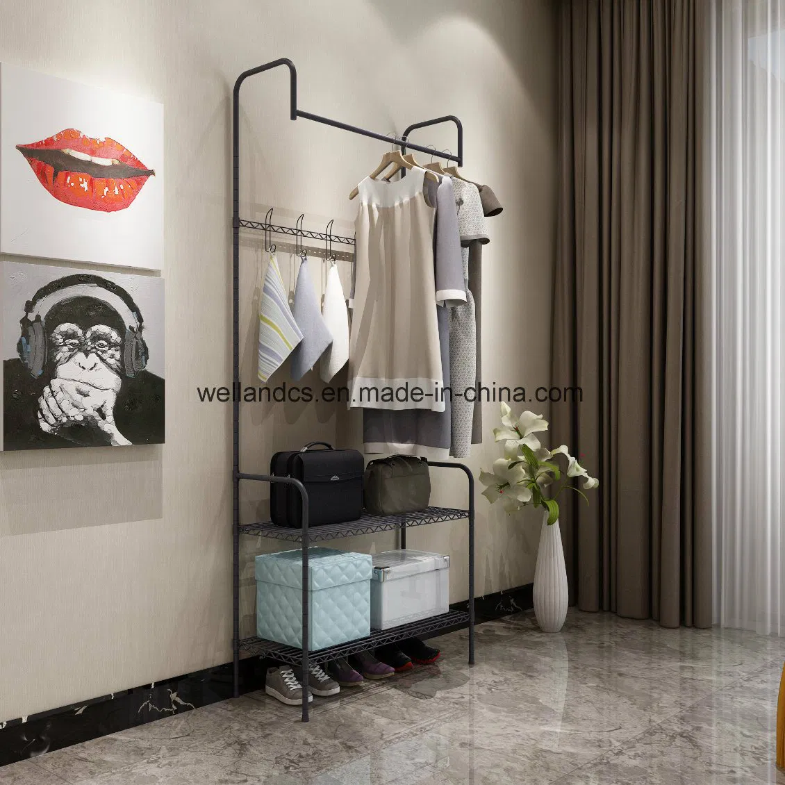Adjustable Sturdy Metal Clothing Storage Simple Houseware Closet Hanger Doorway Garment Rack