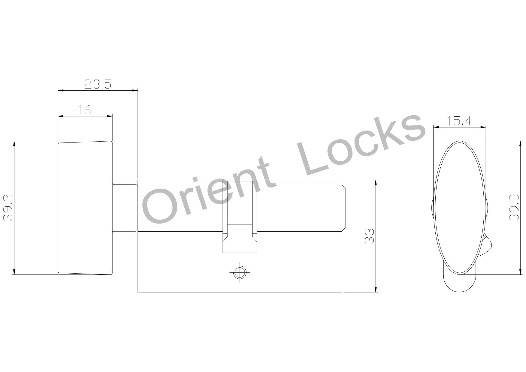 Euro Bathroom Cylinder Lock with Removable Big Oval Shape Knob