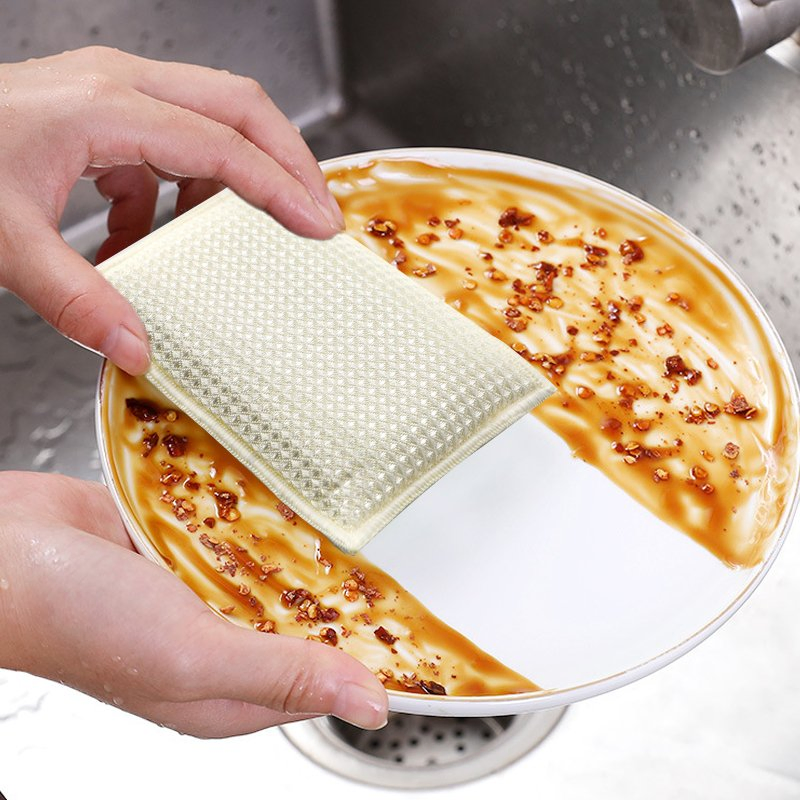 Wholesale Magic Bamboo Kitchen Cleaning Sponge Double-Sided Reusable Natural Absorbent Dish Washing Sponges Scouring Pads