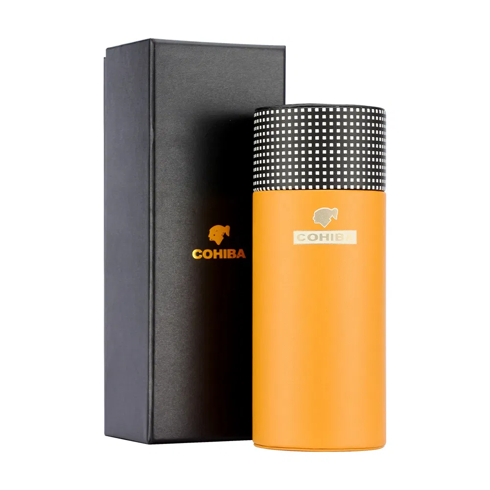 High-End PU Leather Travel Portable Cigarette Humidor Tube Case