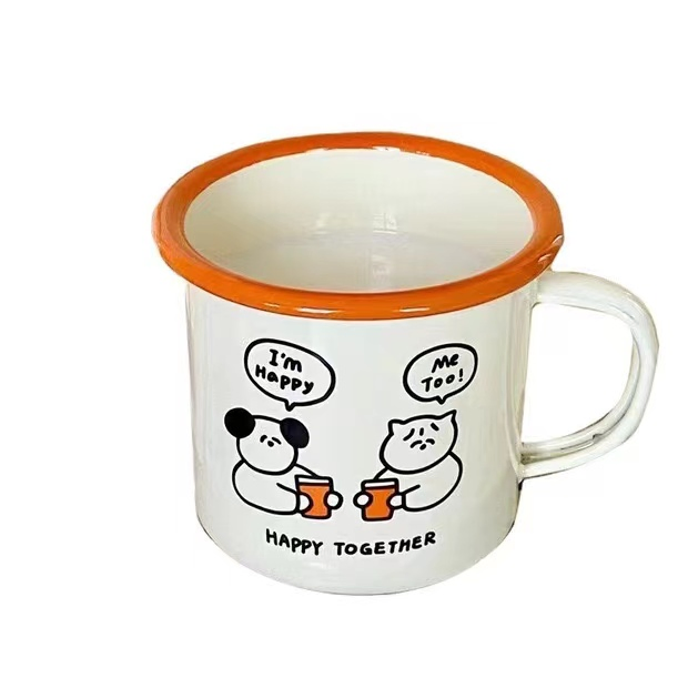 Enamel Mug Good Quality Custom Color Logo Portable Metal Steel Enamel Coffee Tea Milk Mug Camping Mugs