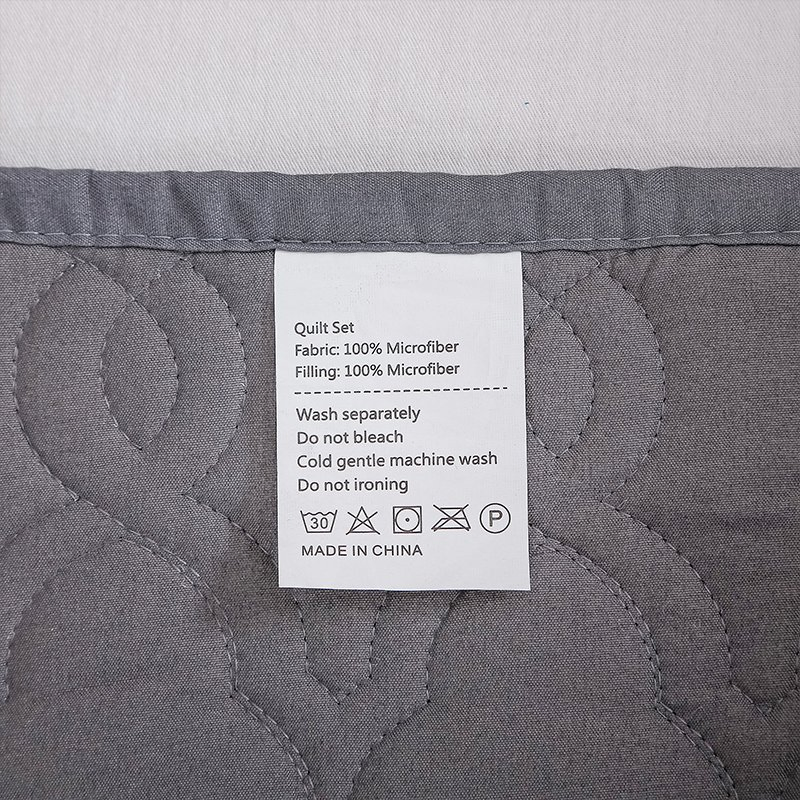 Grey Home Textile New Design Bedroom Bedding Solid Color Queen Size Quilted Bedspread with Pillow Wholesaler