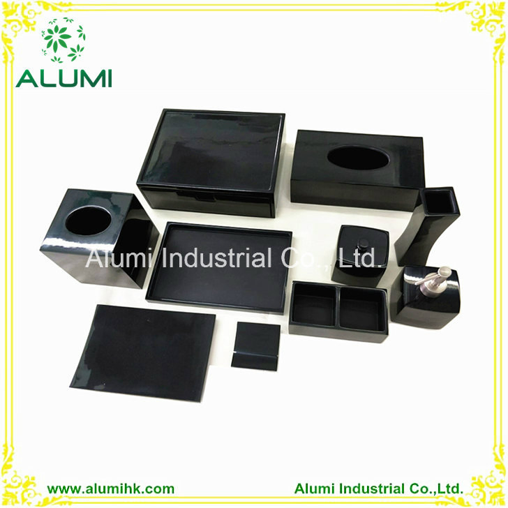 Resin Hotel Room Amenities Holder Set Black Color
