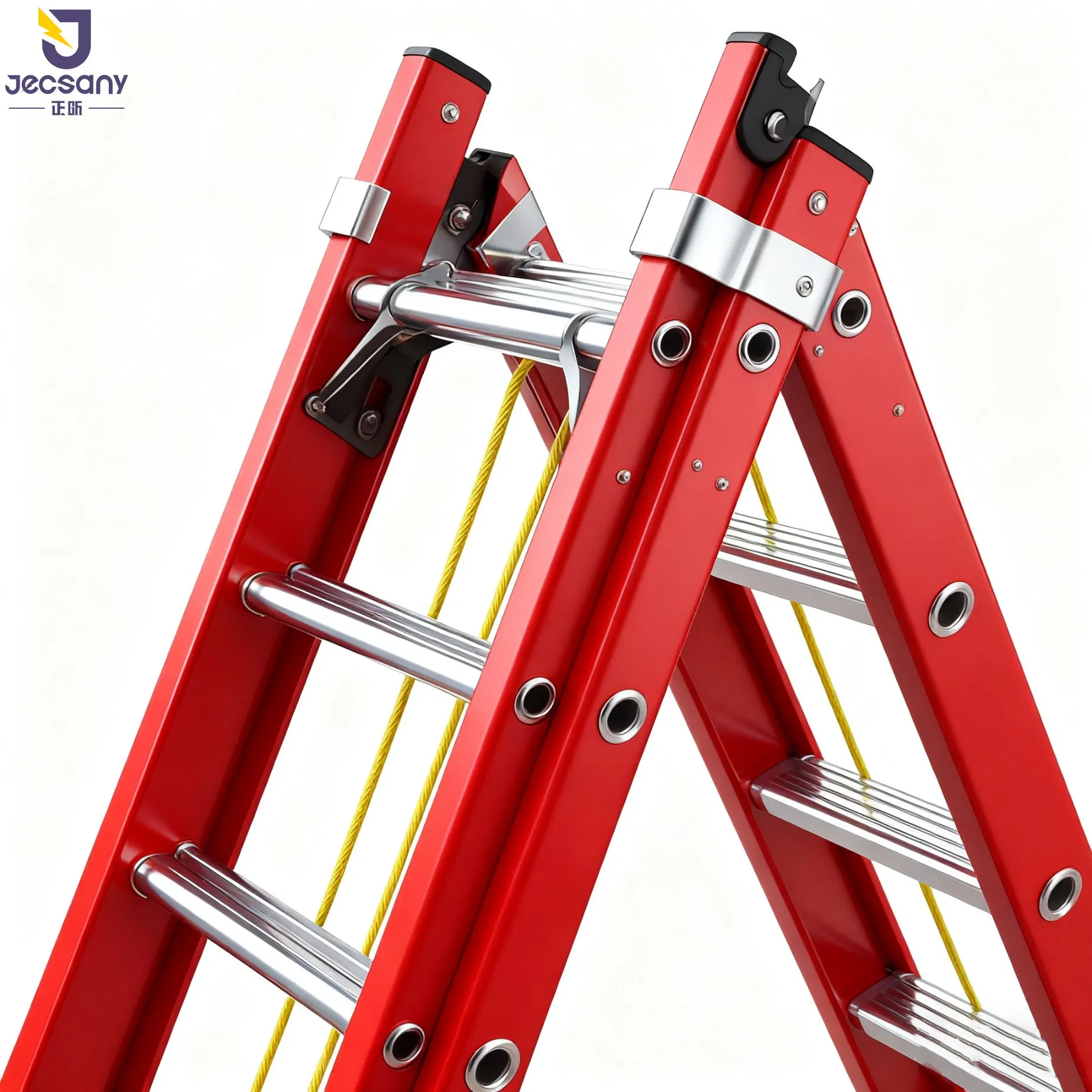 Foldable Industrial Step Extension Ladder Made of High-Strength Fiberglass