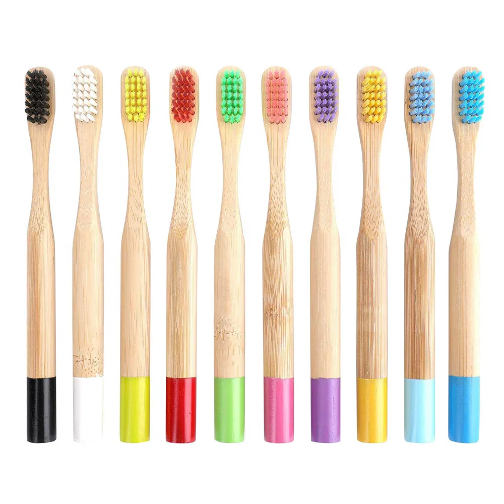 10 Colors Set Kids Bamboo Toothbrush Children Toothbrushes