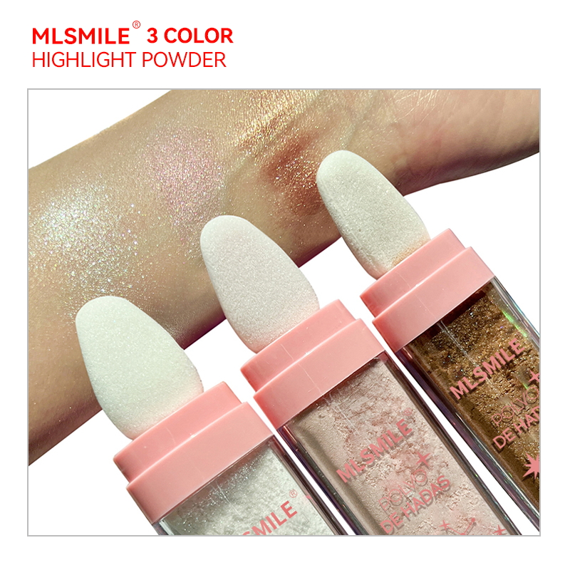 Highlighter Powder Cosmetic Contour Illuminator Glitter Fairy Pink Loose Powder High Gloss Pat Makeup Body Shimmer Bronzer Face Glitter Highlight Loose Powder