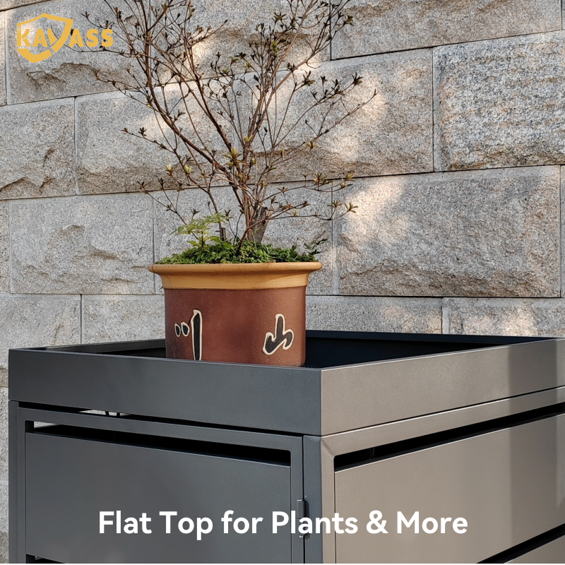 Kavass Rust-Resistant Bin Enclosure with Planting Bed for Outdoor Use