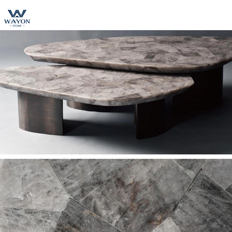 Gem Stone Semi Precious Stone Decoration Materials Luxurious Transmitting Tabletop Gemstone End Table Side Table