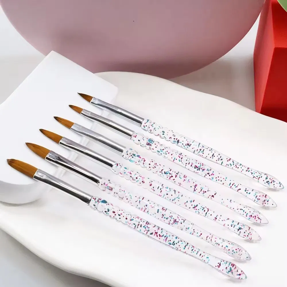 Soft 6 PCS Nylon Hair Plastic Handle Nail Brushes Set Salon Tool