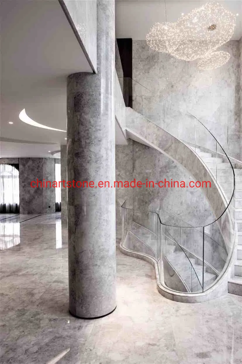 Noble White and Light Grey Marble for Villa Floor Tile
